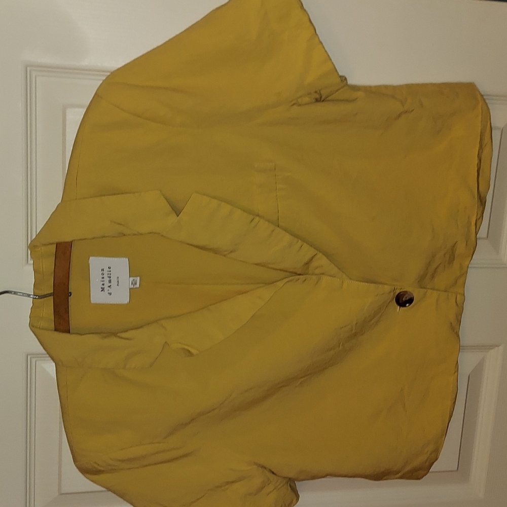 Madison‎ d’Amelie Paris yellow cropped short sleeve blazer Large